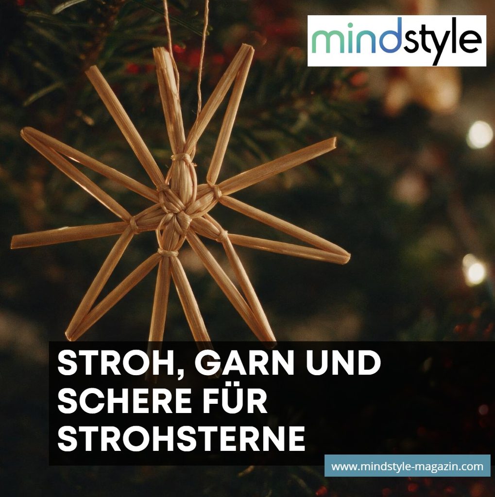 Stroh, Garn und Schere für Strohsterne